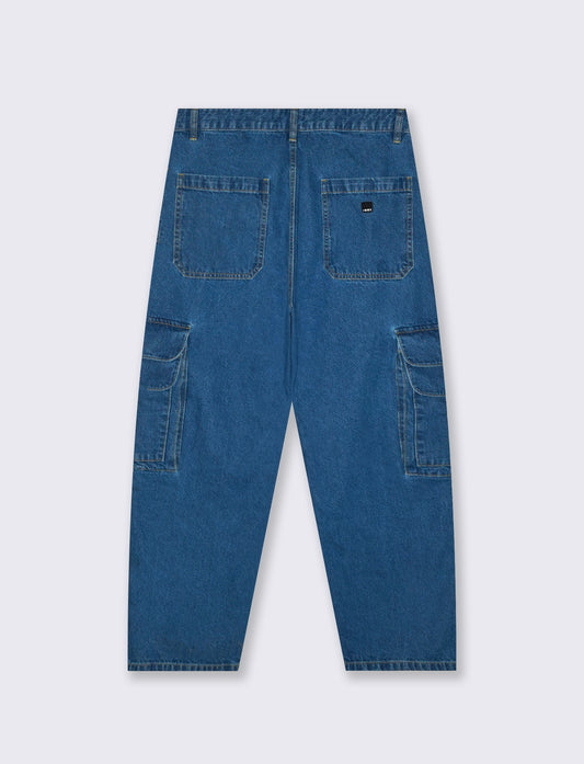 Jeans Baggy Cargo con Tasche Patta - Denim