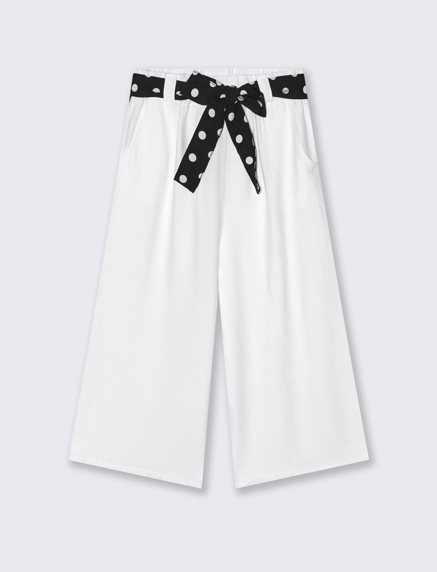 Pantalone largo con cintura stampata - Bianco latte