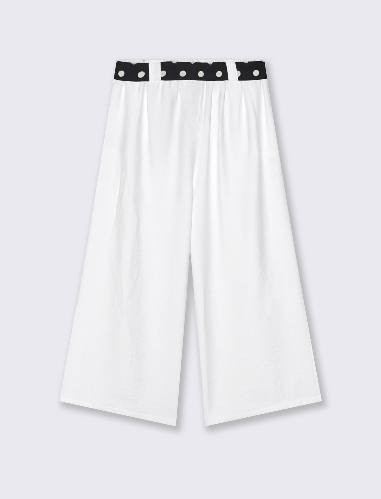 Pantalone largo con cintura stampata - Bianco latte