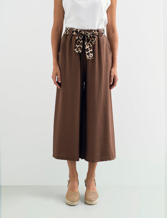 Pantalone largo con cintura stampata - Moro