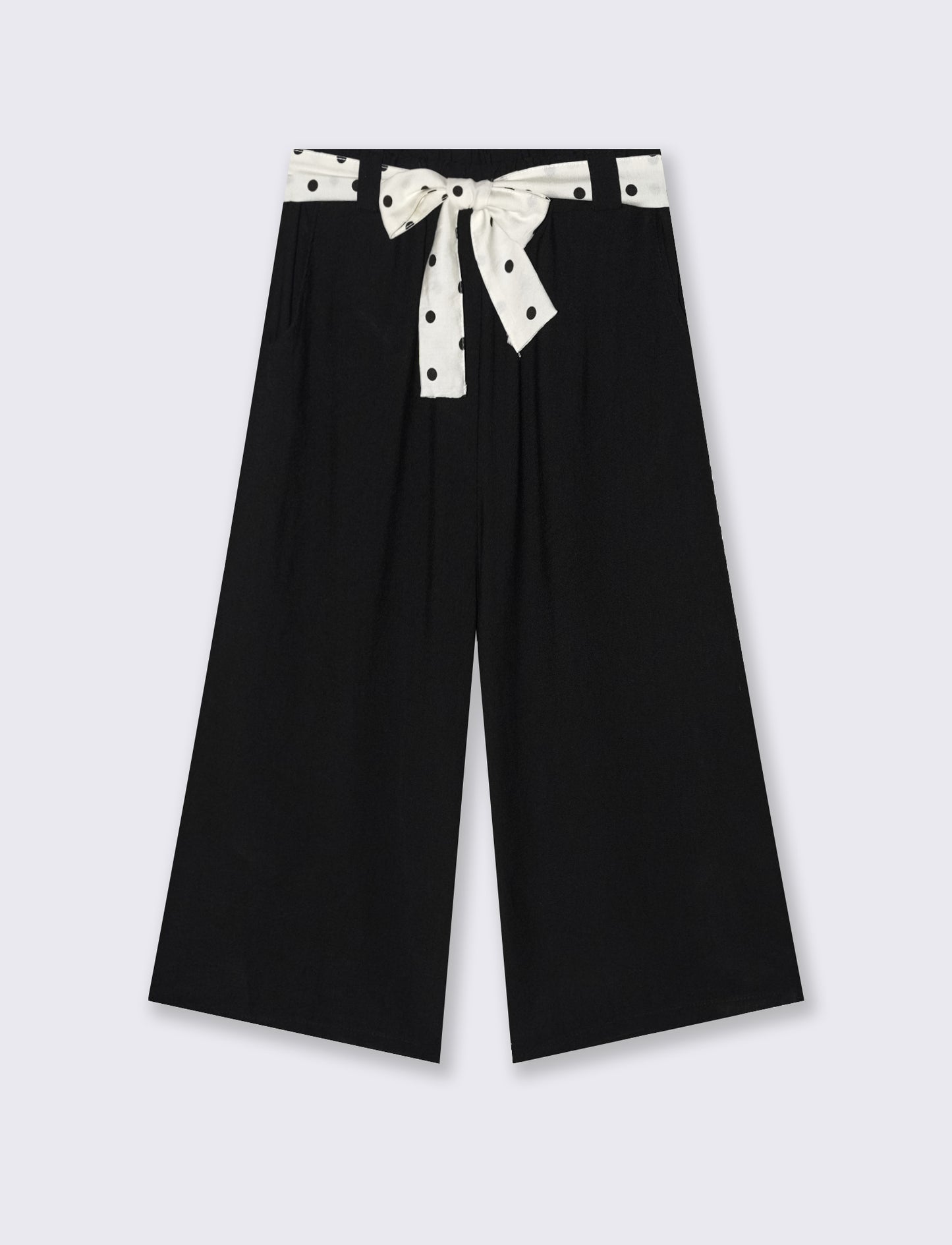 Pantalone largo con cintura stampata - Nero
