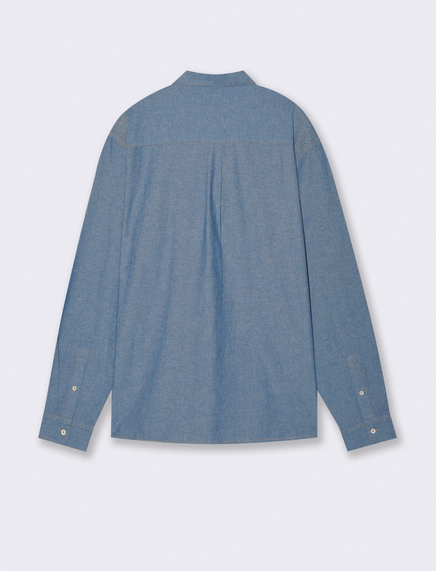 Cropped shirt in pure melange cotton - Sky blue