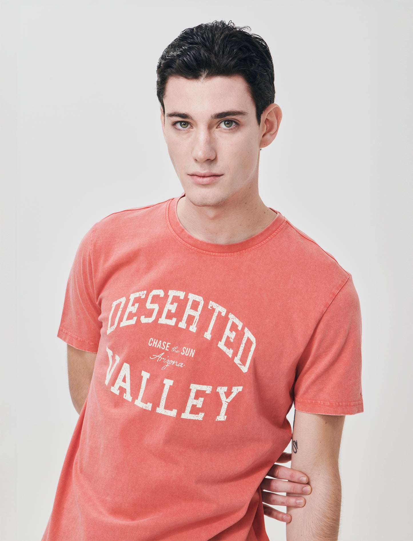 T-shirt Acid Wash in Cotone Jersey - Corallo