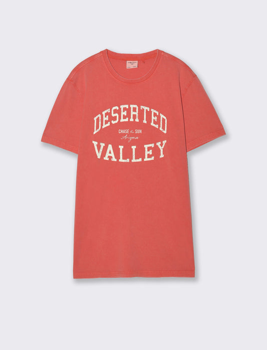 Acid Wash Cotton Jersey T-Shirt - Orange