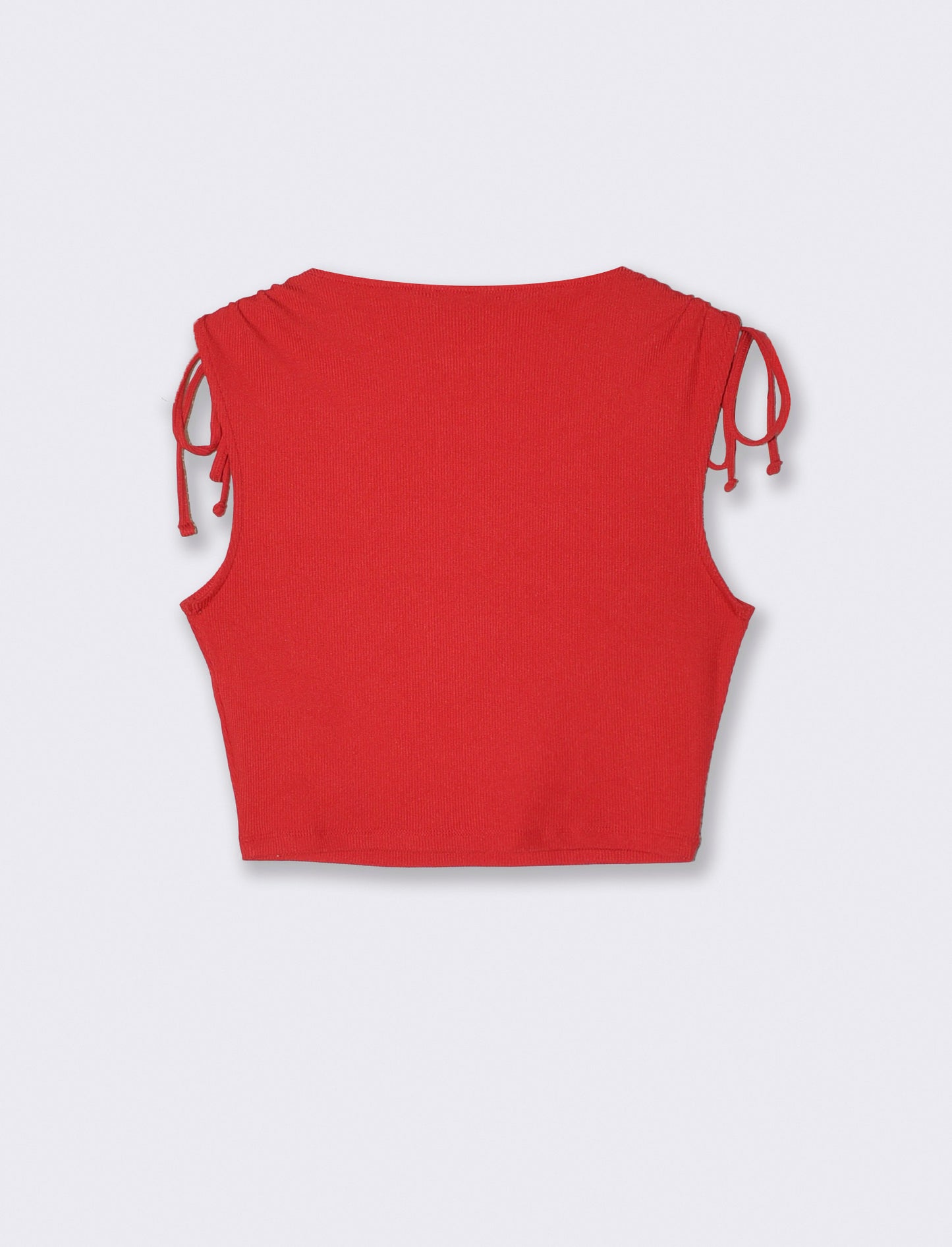 Top con scollo a barca e coulisse - Rosso