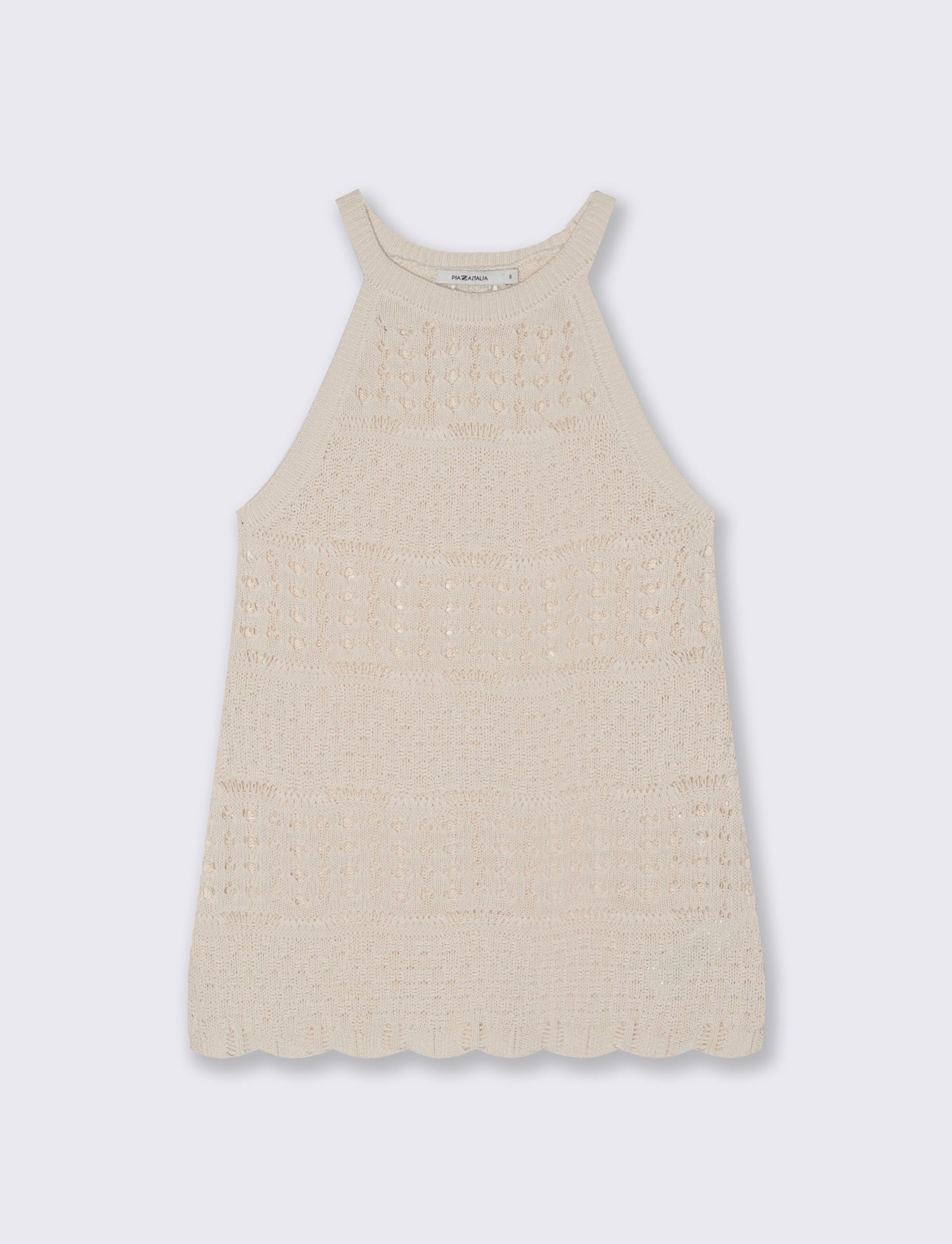 Top Crochet con Fondo a Onde Elegante - Avorio