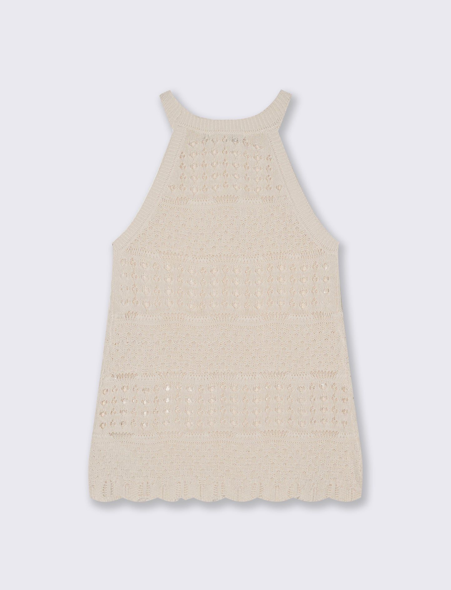 Top Crochet con Fondo a Onde Elegante - Avorio