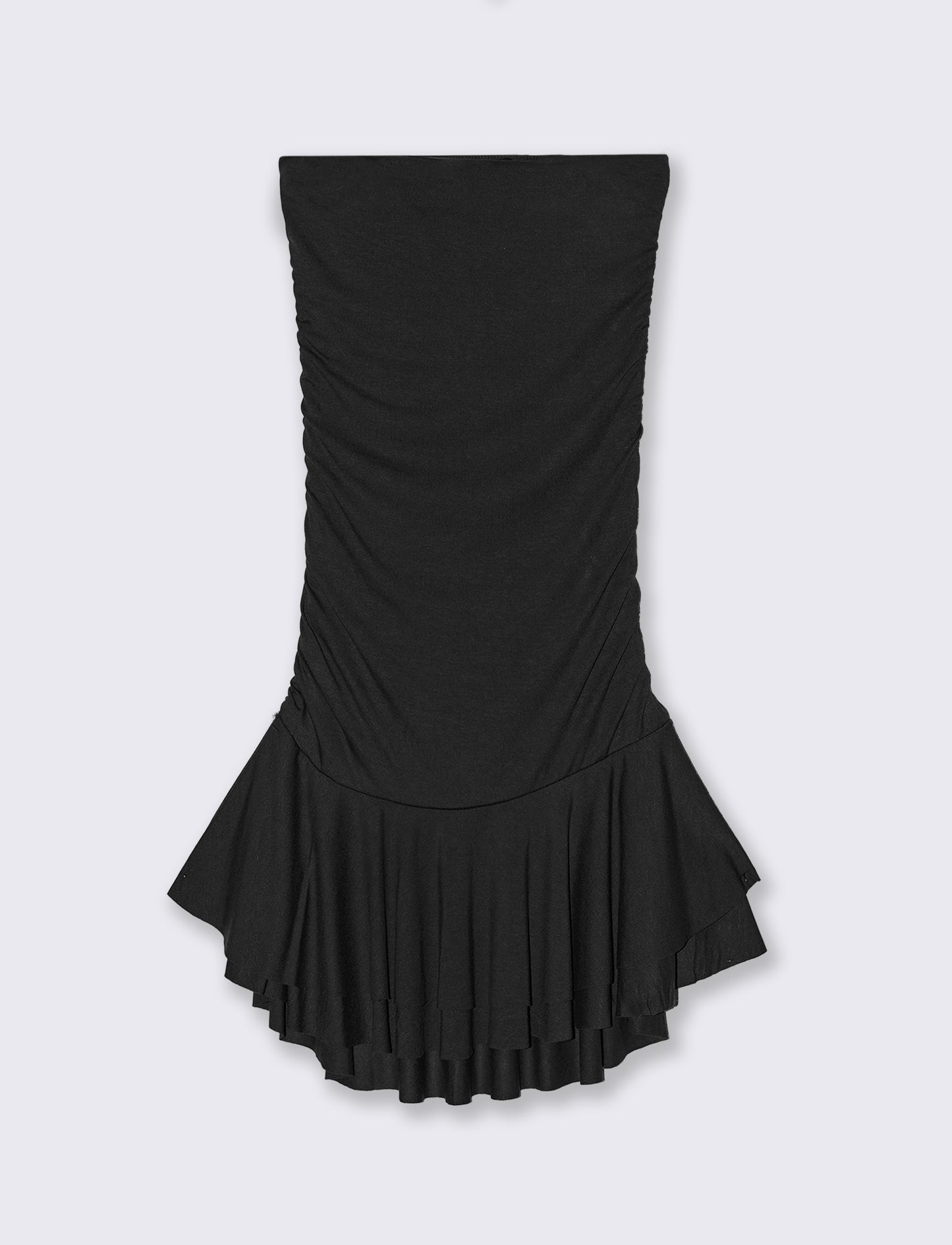 Vestito mini con volant - Nero