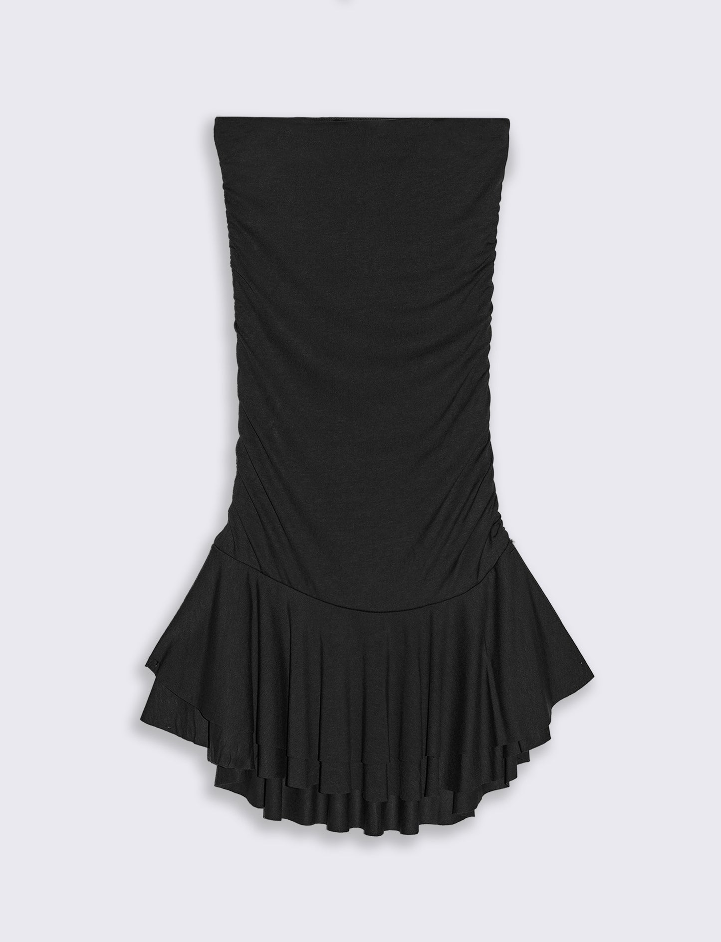 Vestito mini con volant - Nero