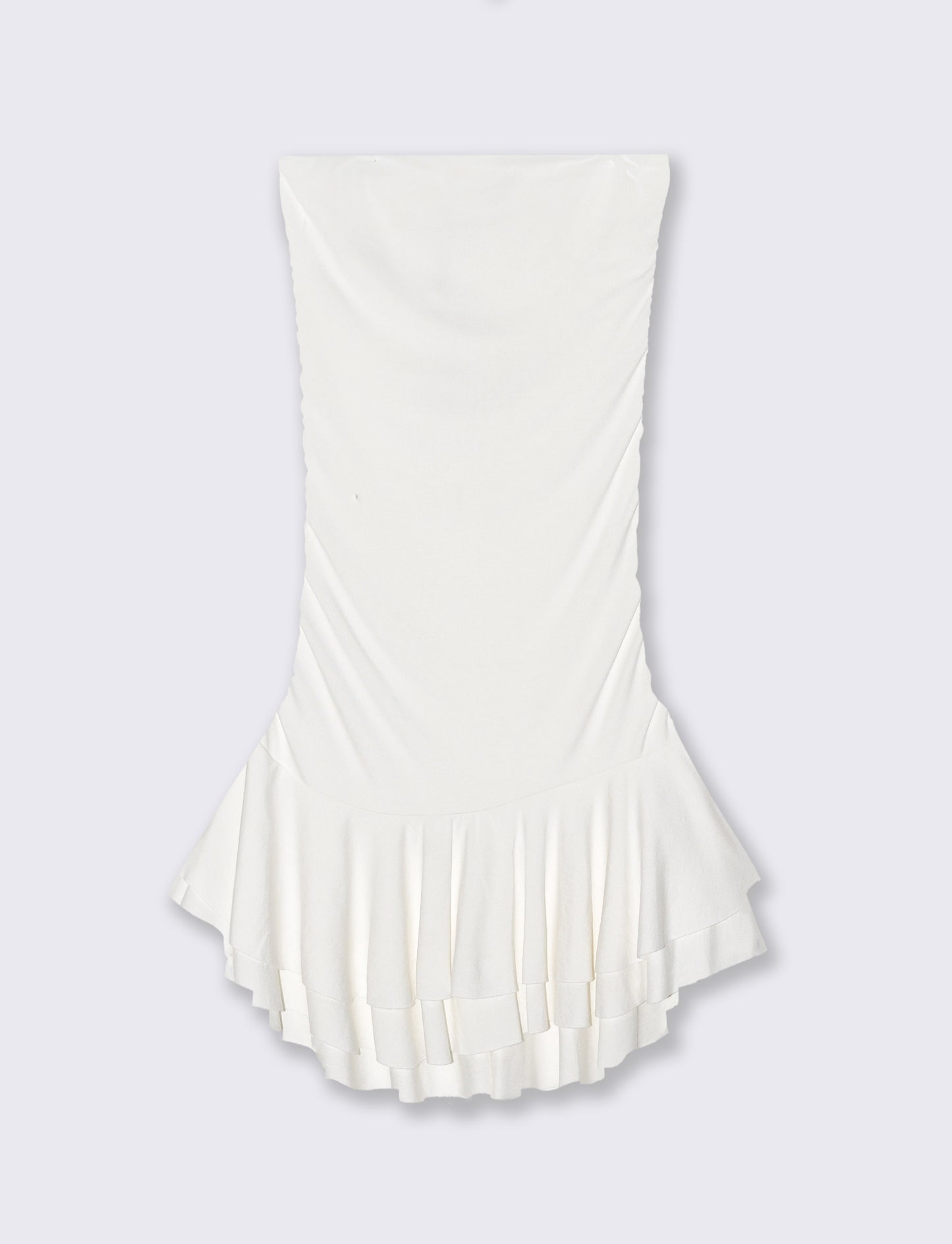 Vestito mini con volant - Bianco latte