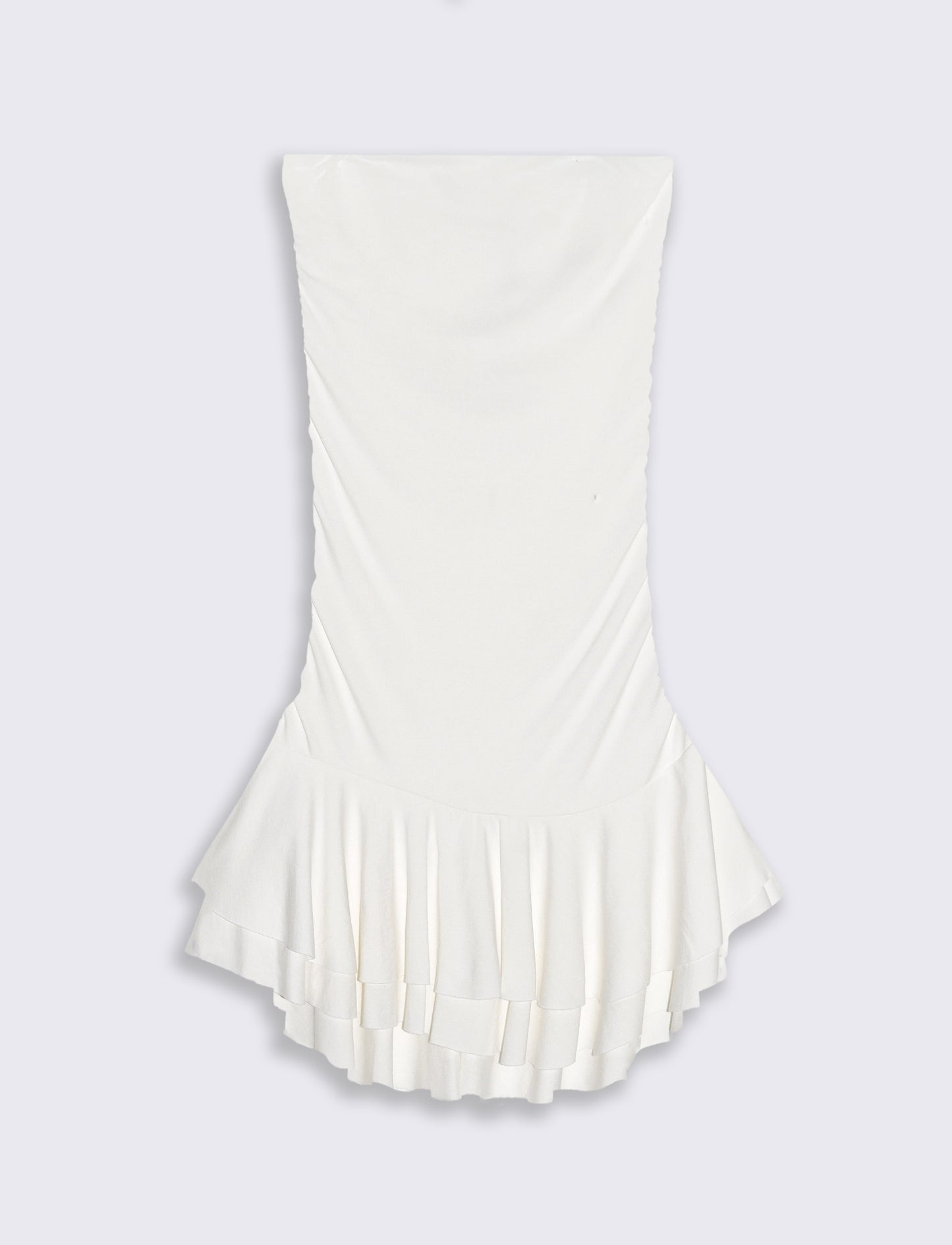 Vestito mini con volant - Bianco latte
