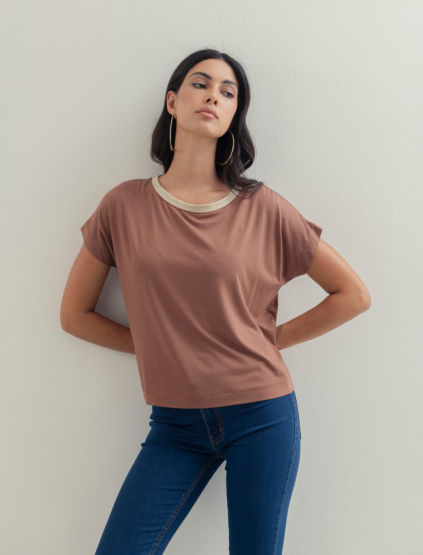 T-SHIRT MANICA CORTA - Marrone tabacco