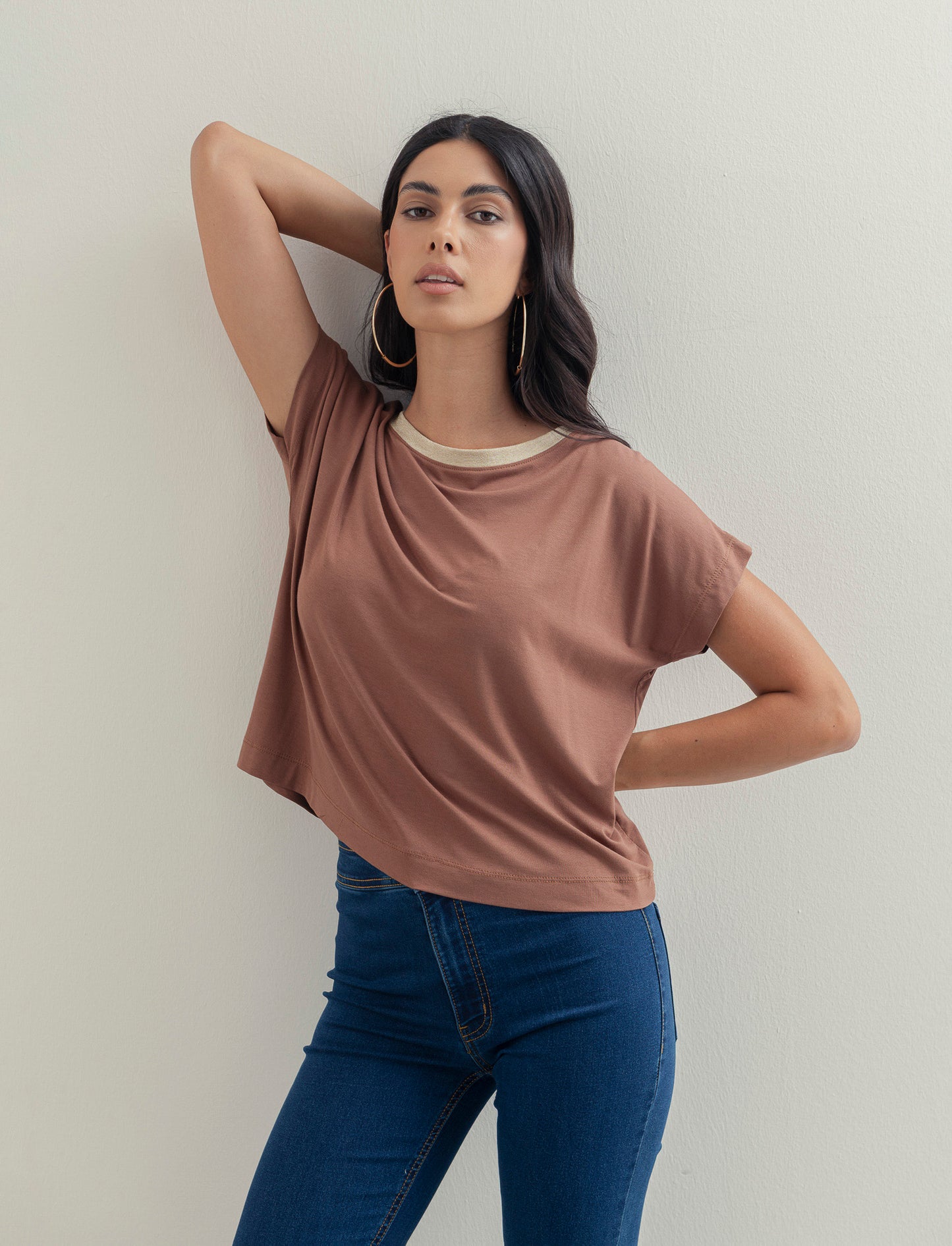 T-SHIRT MANICA CORTA - Marrone tabacco