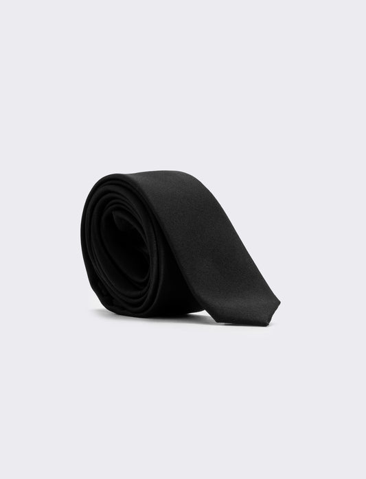 Cravatta raso uomo 4 cm elegante e raffinata - Nero