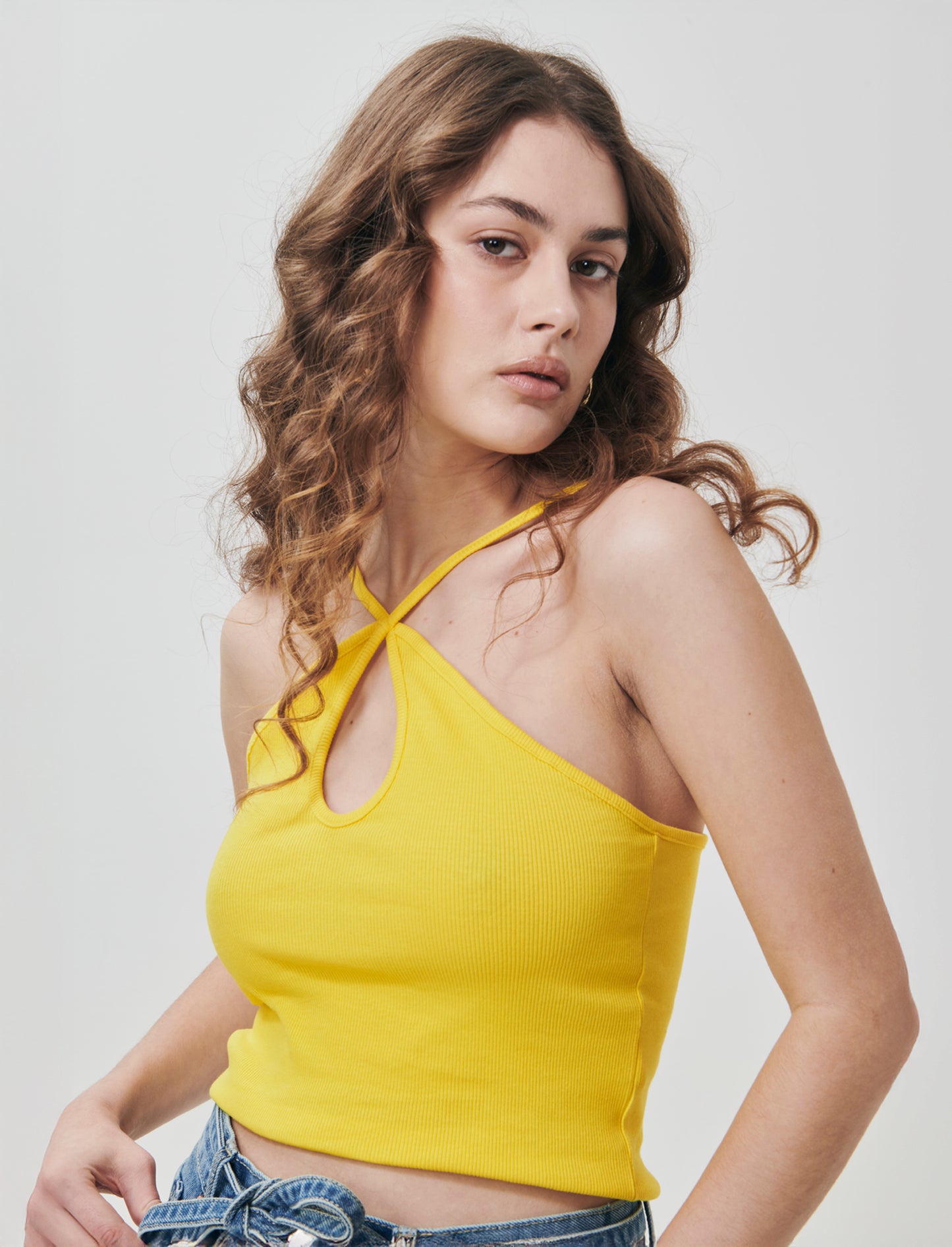 Top Intrecciato e Costine - Giallo limone