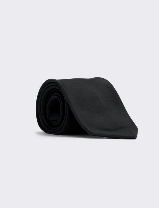 Cravatta raso 8 cm per uomo elegante - Nero