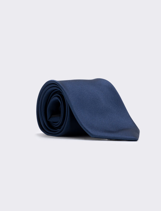 Cravatta raso 8 cm per uomo elegante - Blu