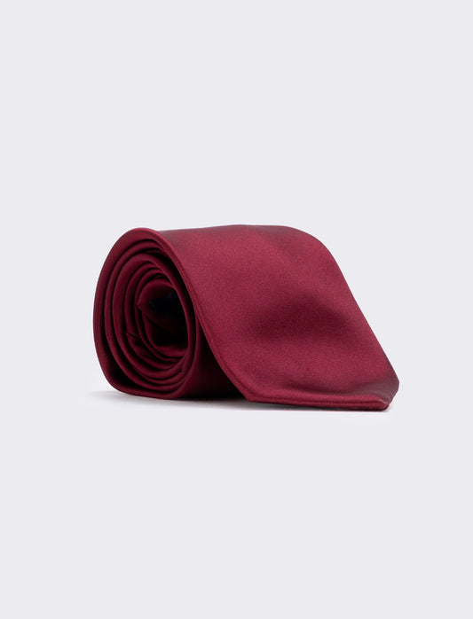 Cravatta raso 8 cm per uomo elegante - Bordeaux