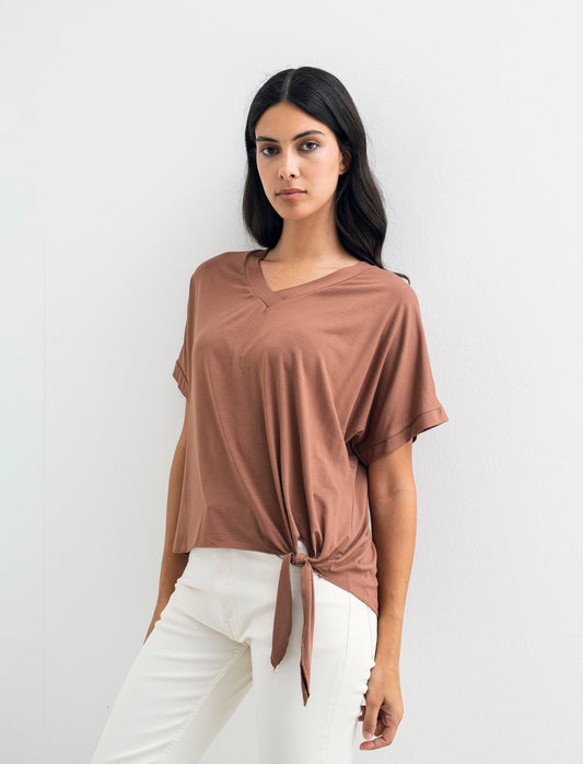 T-SHIRT MANICA CORTA - Marrone tabacco