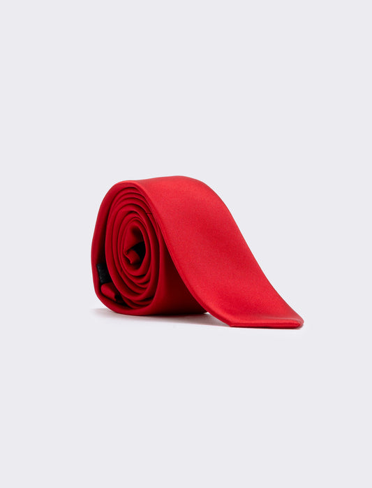 Cravatta raso 5 cm per uomo elegante - Rosso