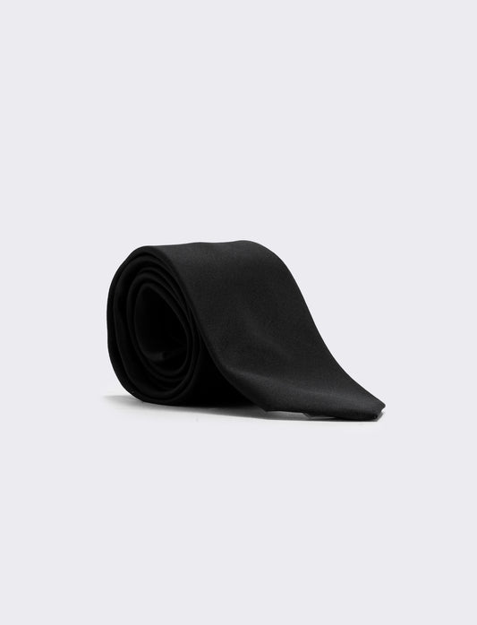Cravatta 7 cm e pochette bianca uomo - Nero
