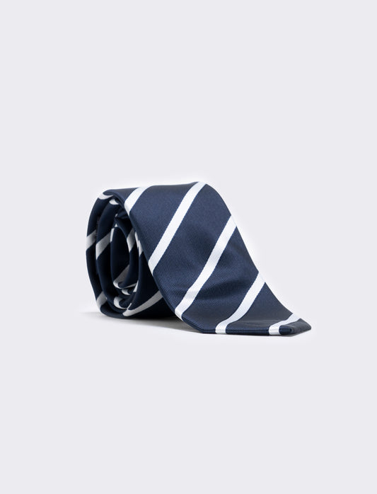 Cravatta 7 cm e pochette bianca uomo - Bianco