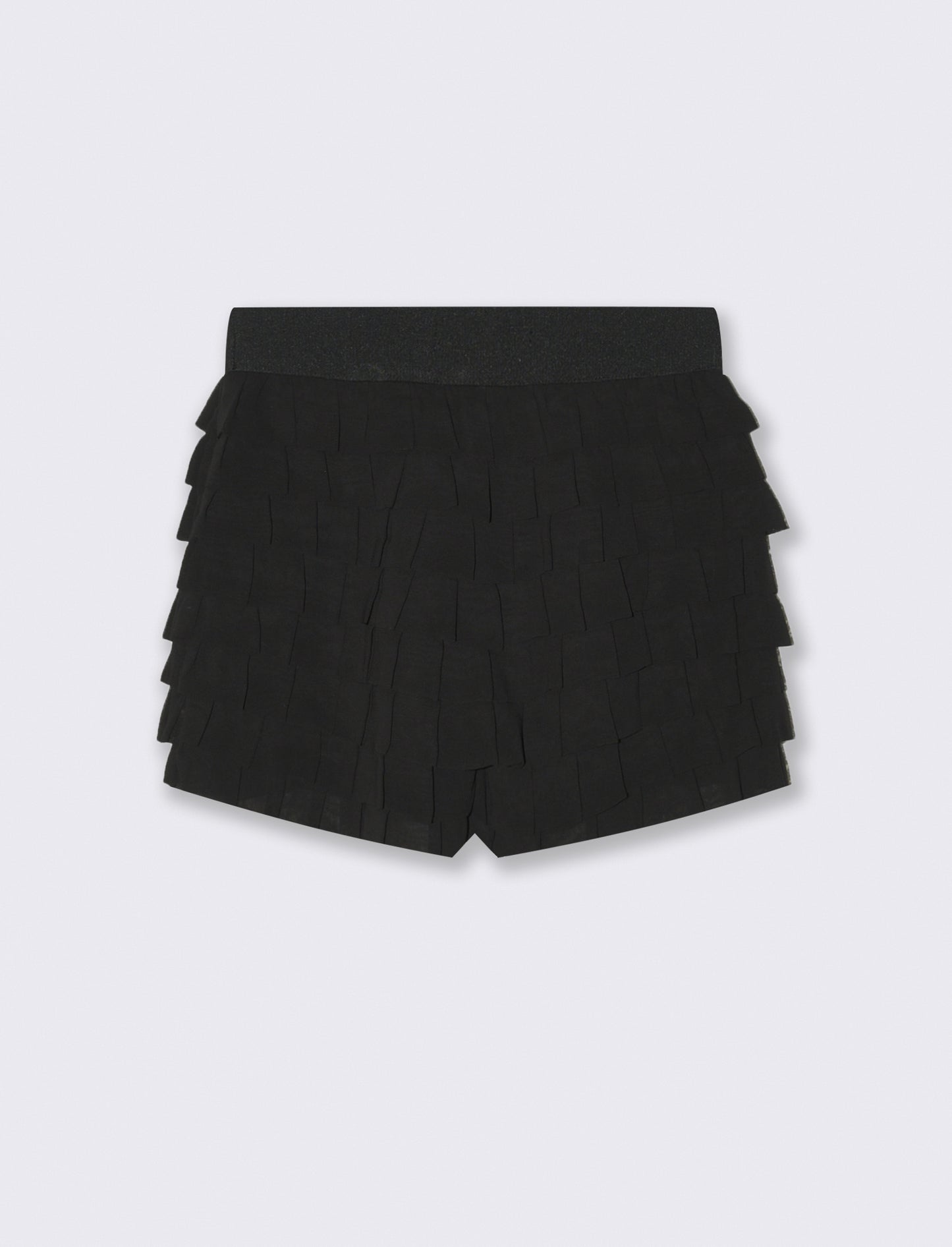 Shorts in georgette con balze da bambina - Nero