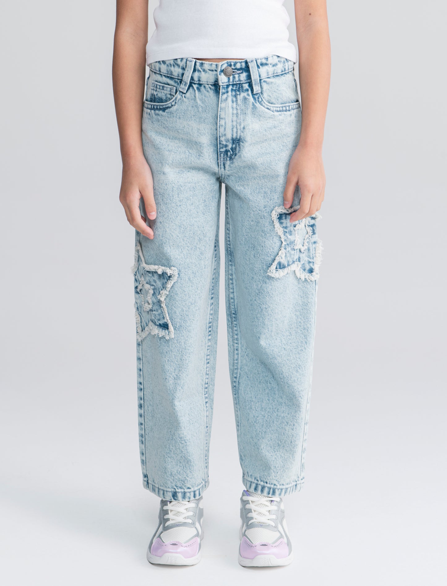 Wide-leg jeans with glamorous star patch - Blue