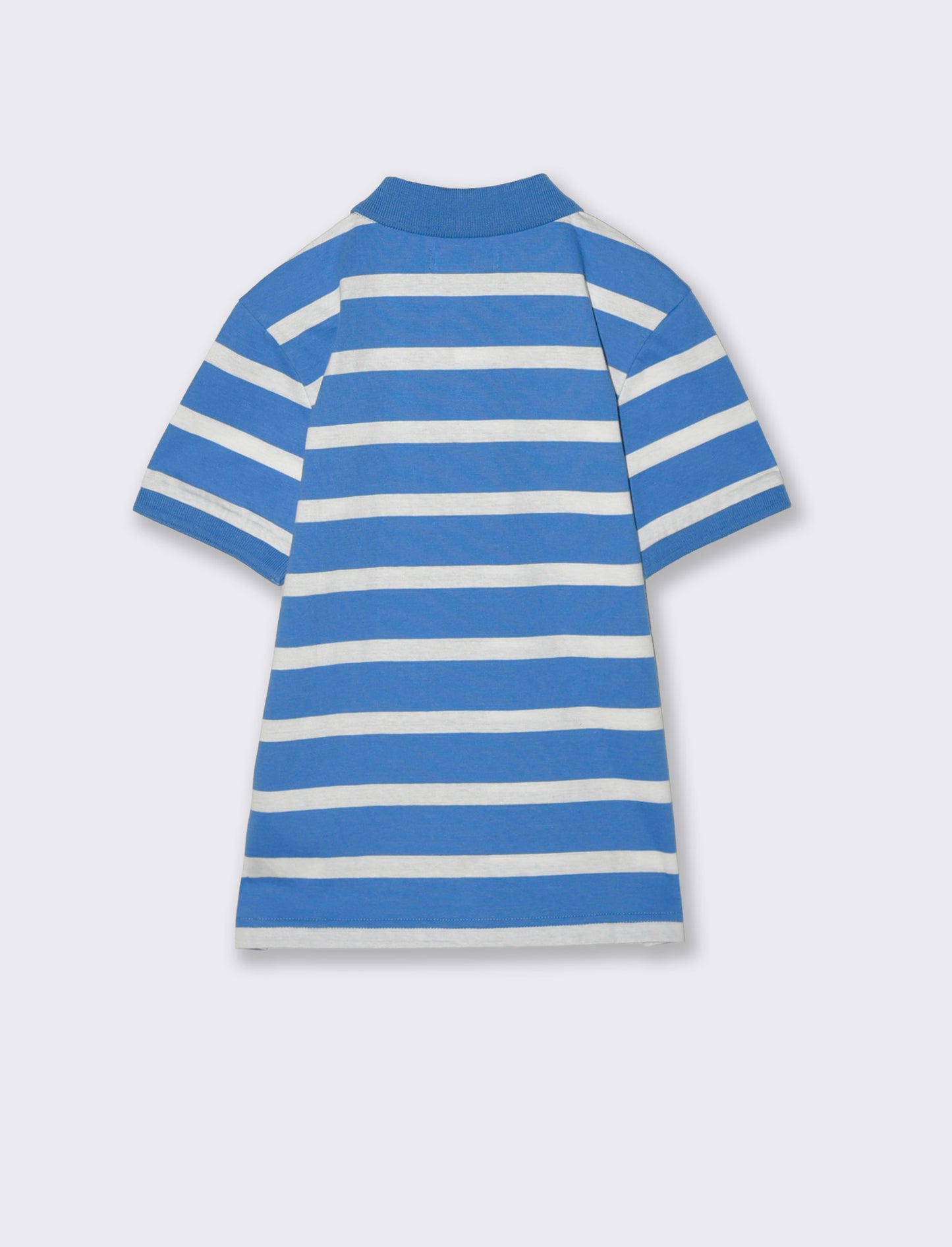 Polo mezza manica a righe in cotone - Blu oceano
