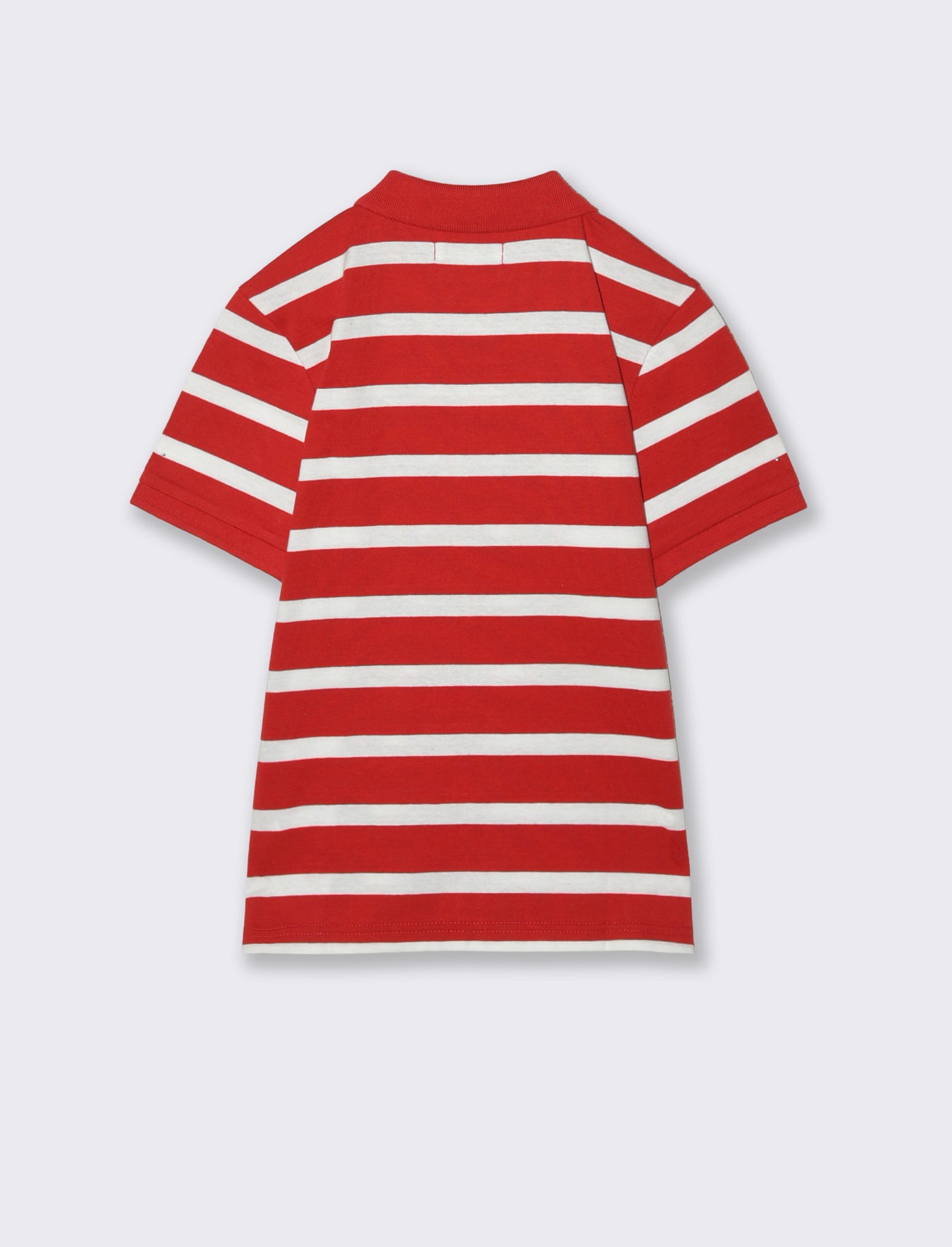 Polo mezza manica a righe in cotone - Rosso