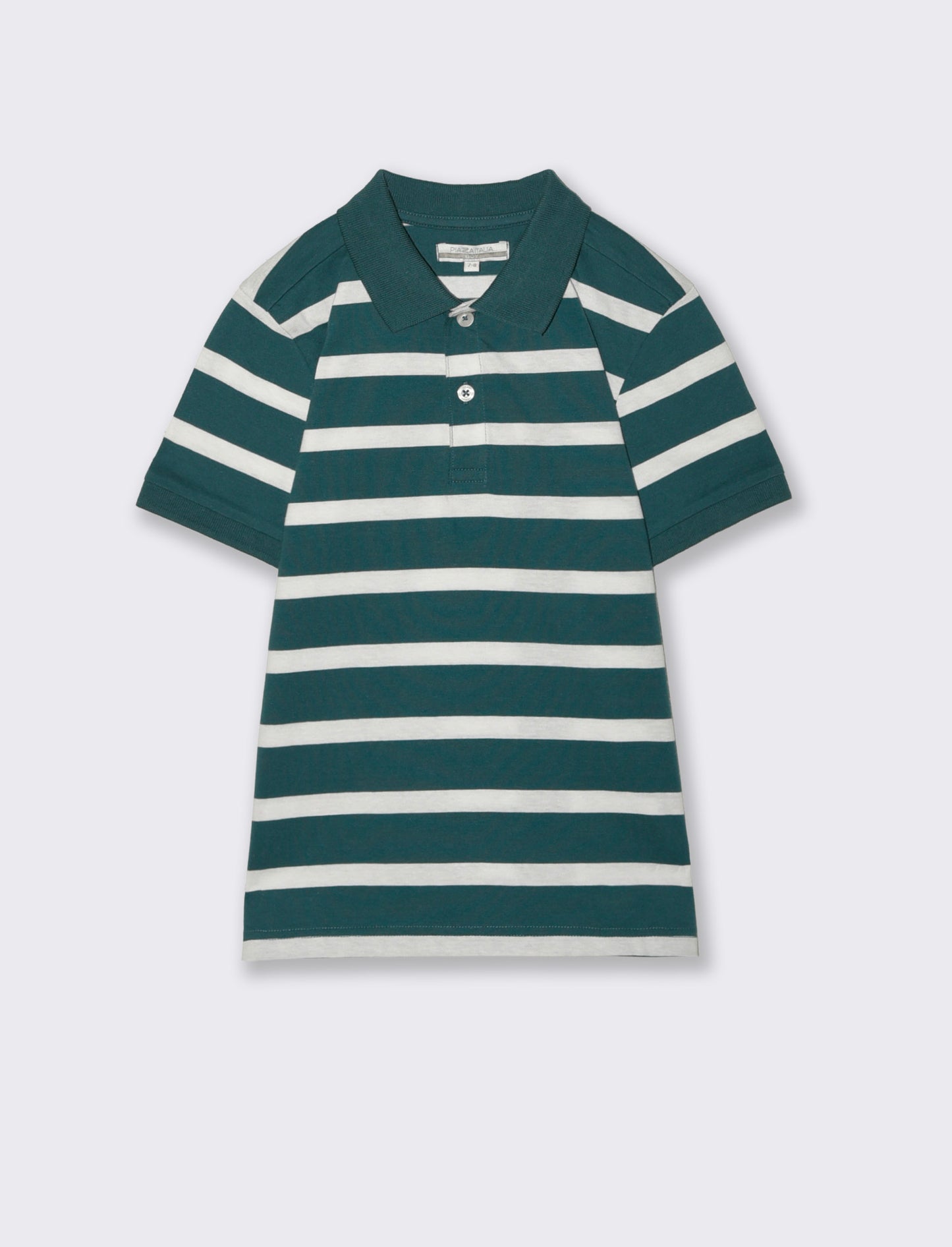 Polo mezza manica a righe in cotone - Verde
