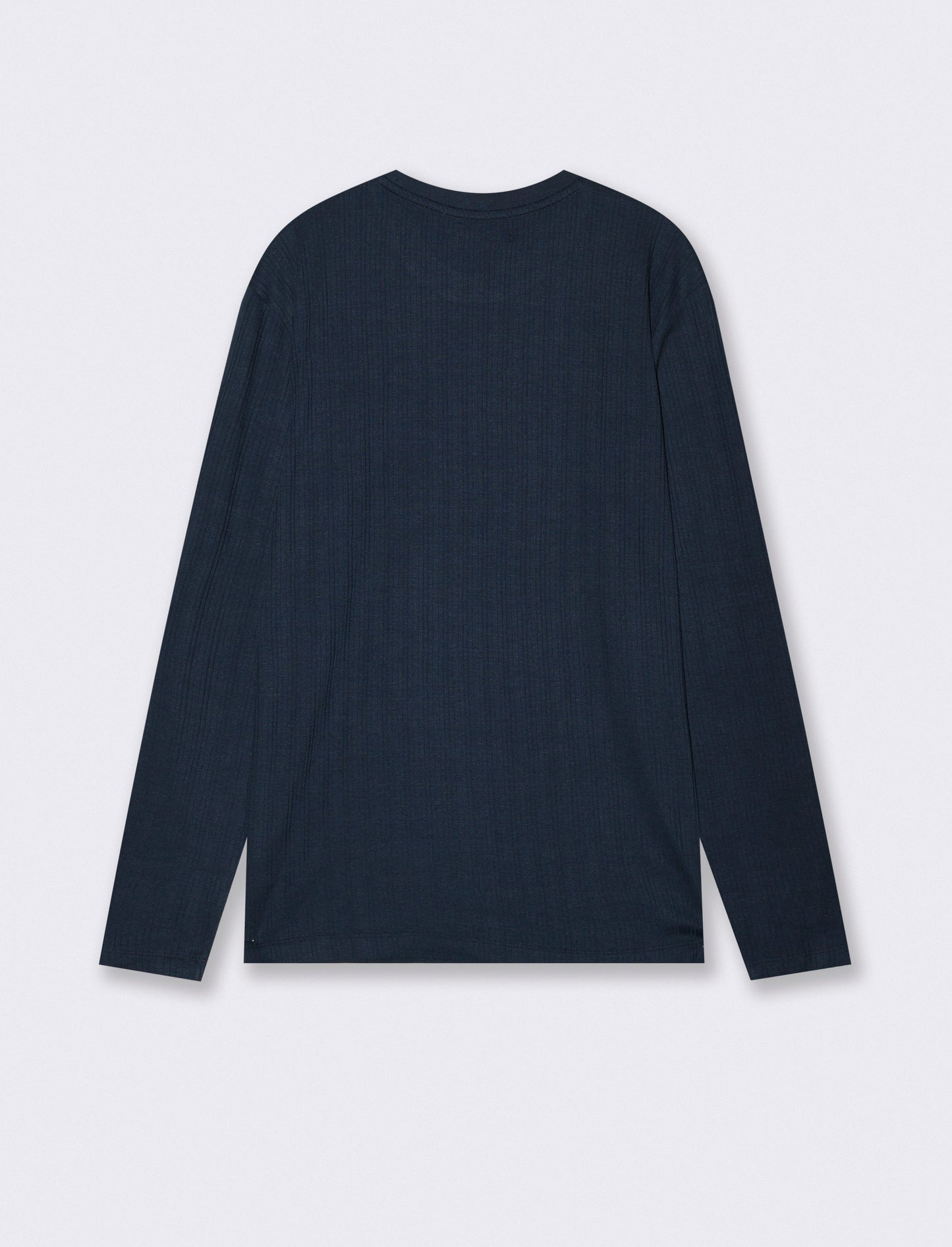 Ribbed long knit crew neck - Blue