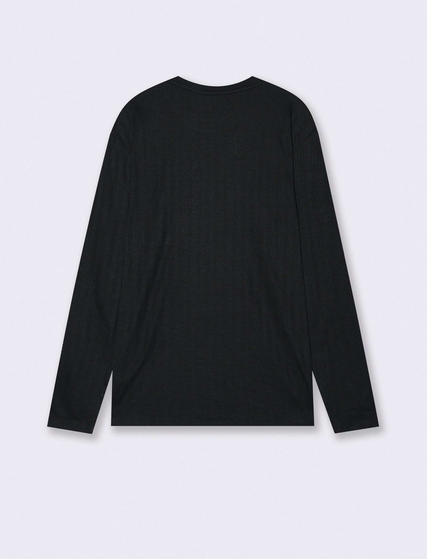 Girocollo a coste effetto maglia lungo - Nero