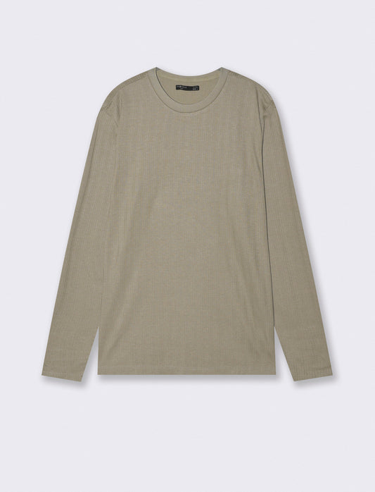 Girocollo a coste effetto maglia lungo - Verde salvia