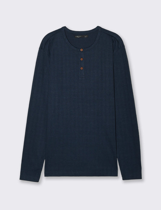 Serafino a Coste con Effetto Maglia - Blu