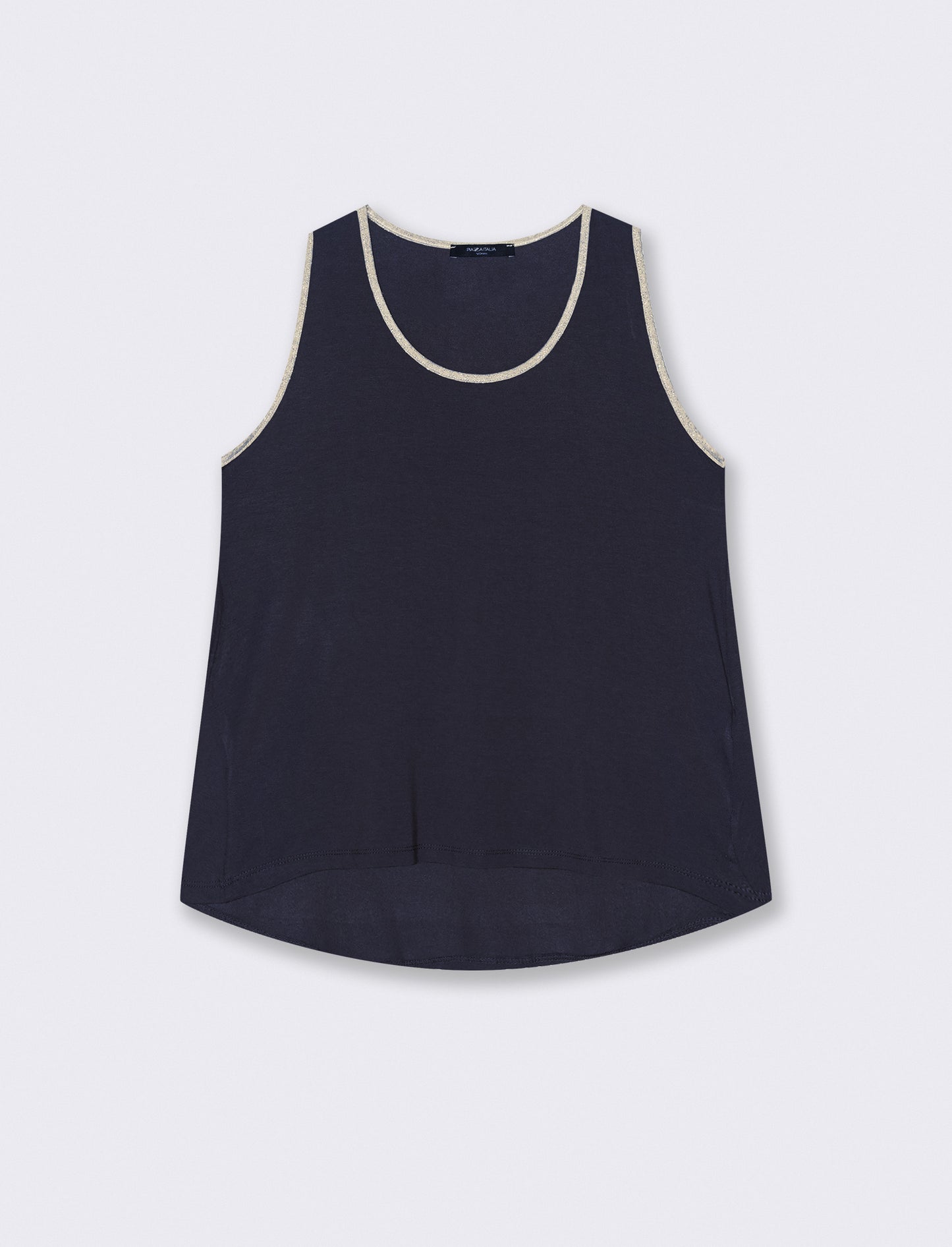 TOP VISCOSA CON DETTAGLI A CONTRASTO LUREX - Blu
