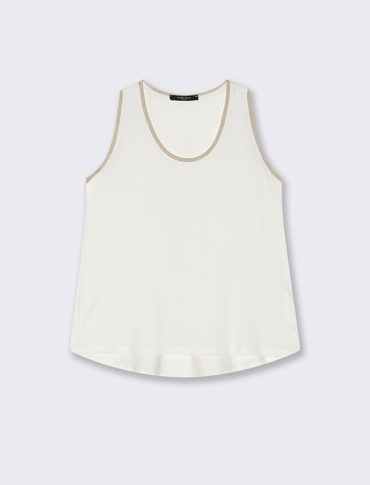 TOP VISCOSA CON DETTAGLI A CONTRASTO LUREX - Bianco latte
