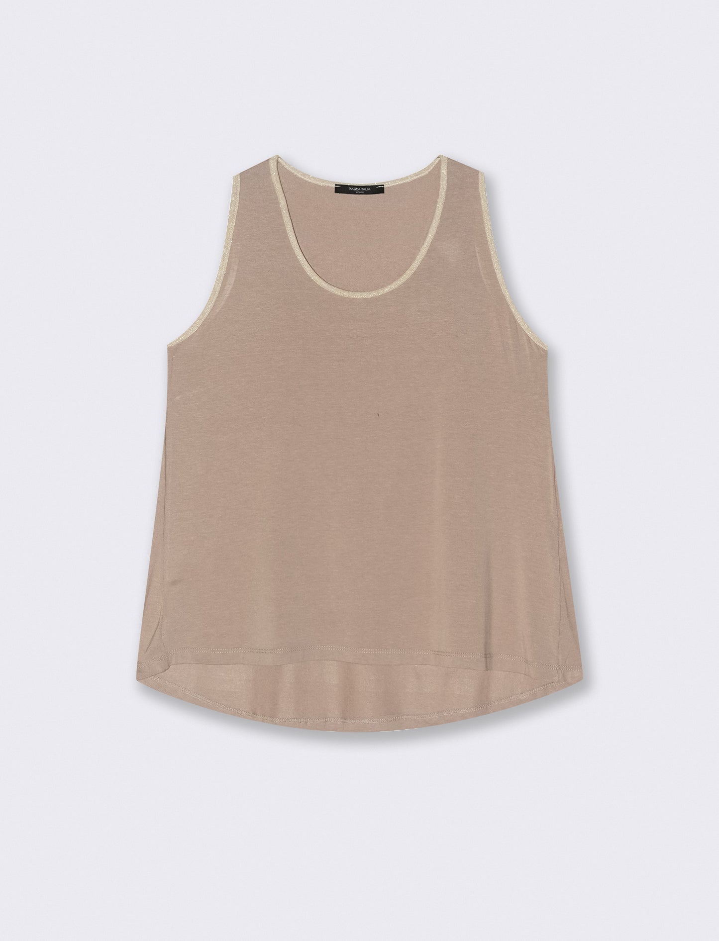 TOP VISCOSA CON DETTAGLI A CONTRASTO LUREX - Beige