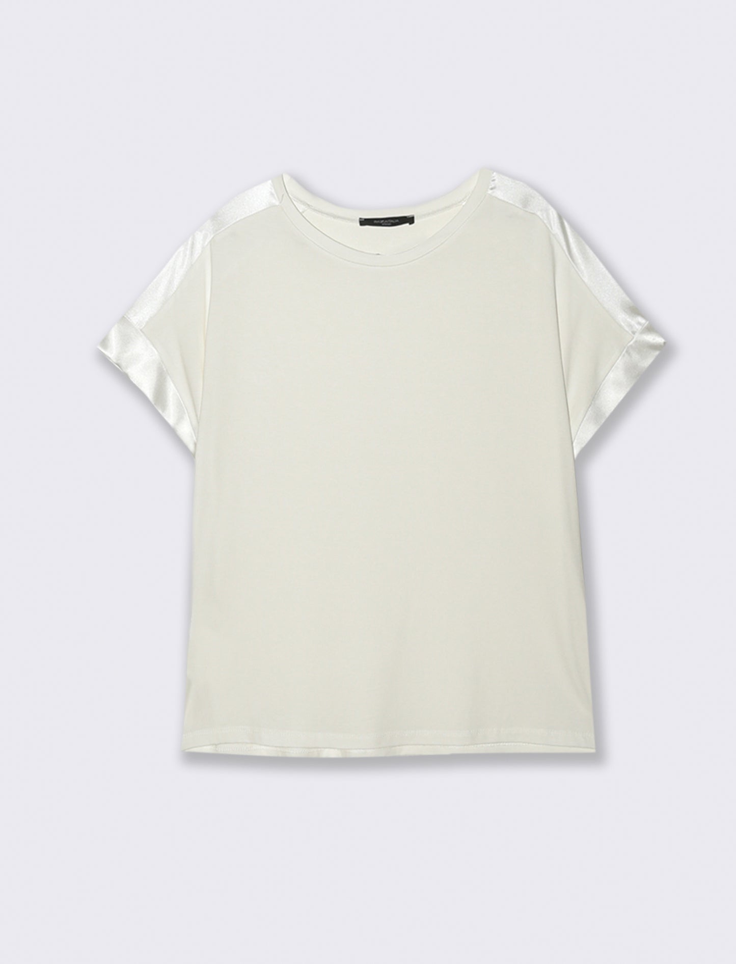 Top stampato sul davanti con scollo sciallato - Bianco latte