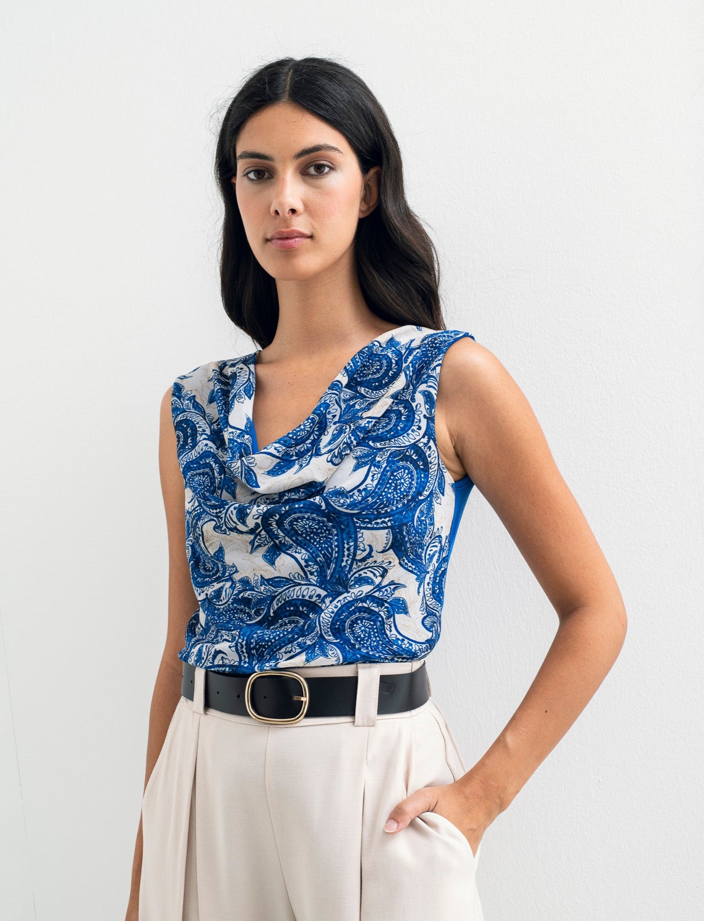 Top con davanti stampato - Blu