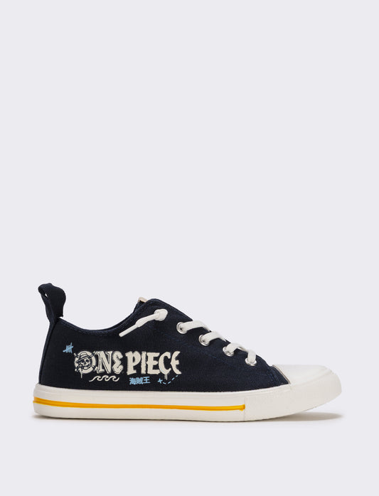 Blue Canvas One Piece Shoes for Kids - Blue