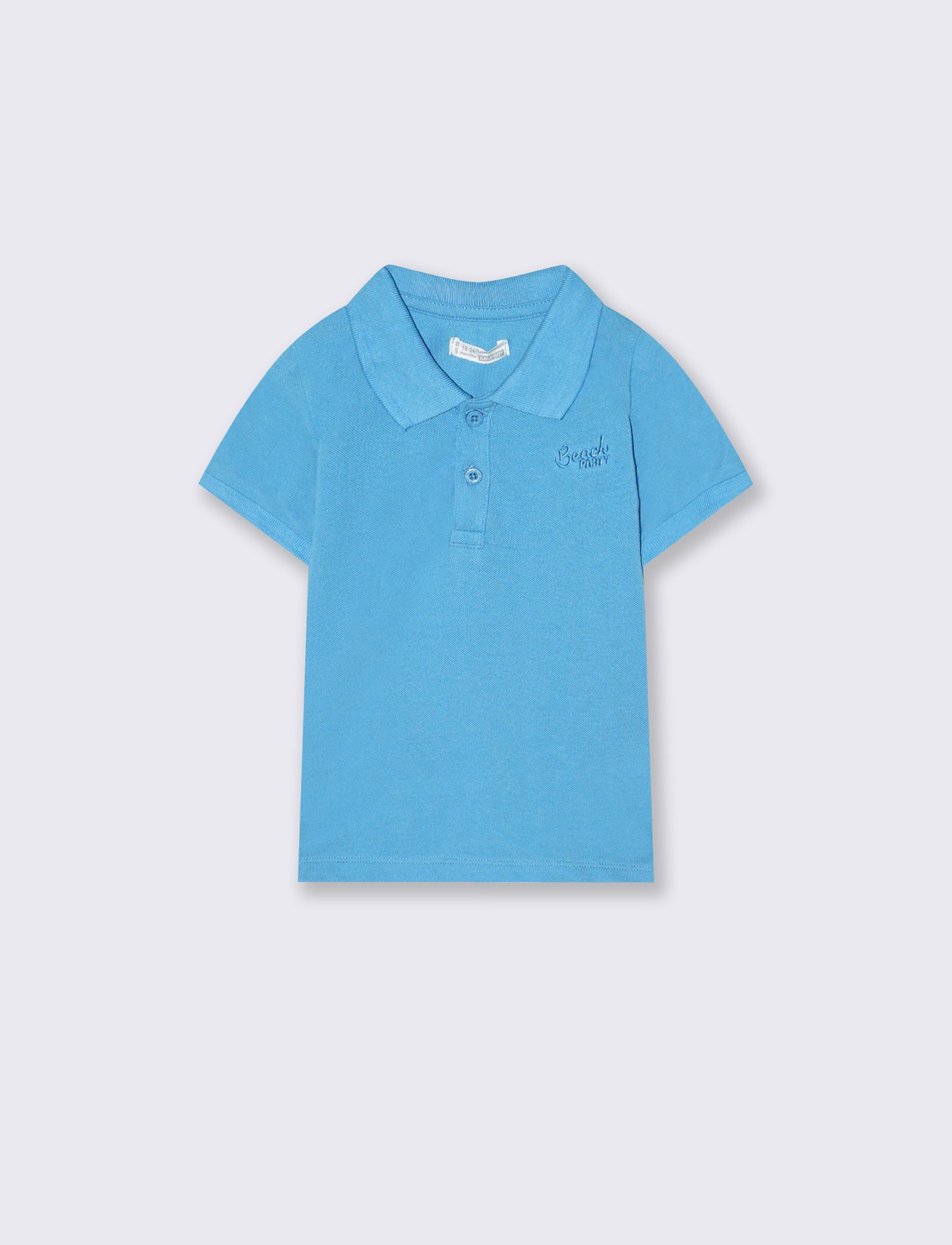 Polo in piquet con ricamo sul cuore - Azzurro