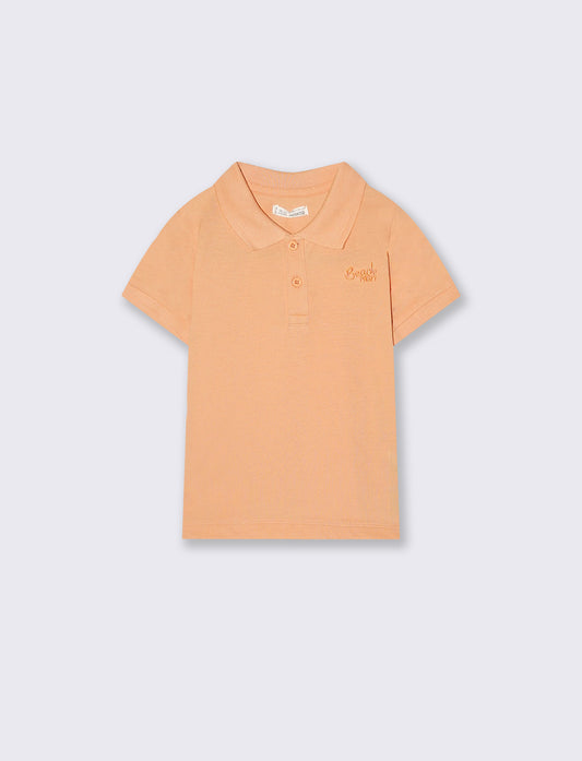Pique polo with heart embroidery - Orange