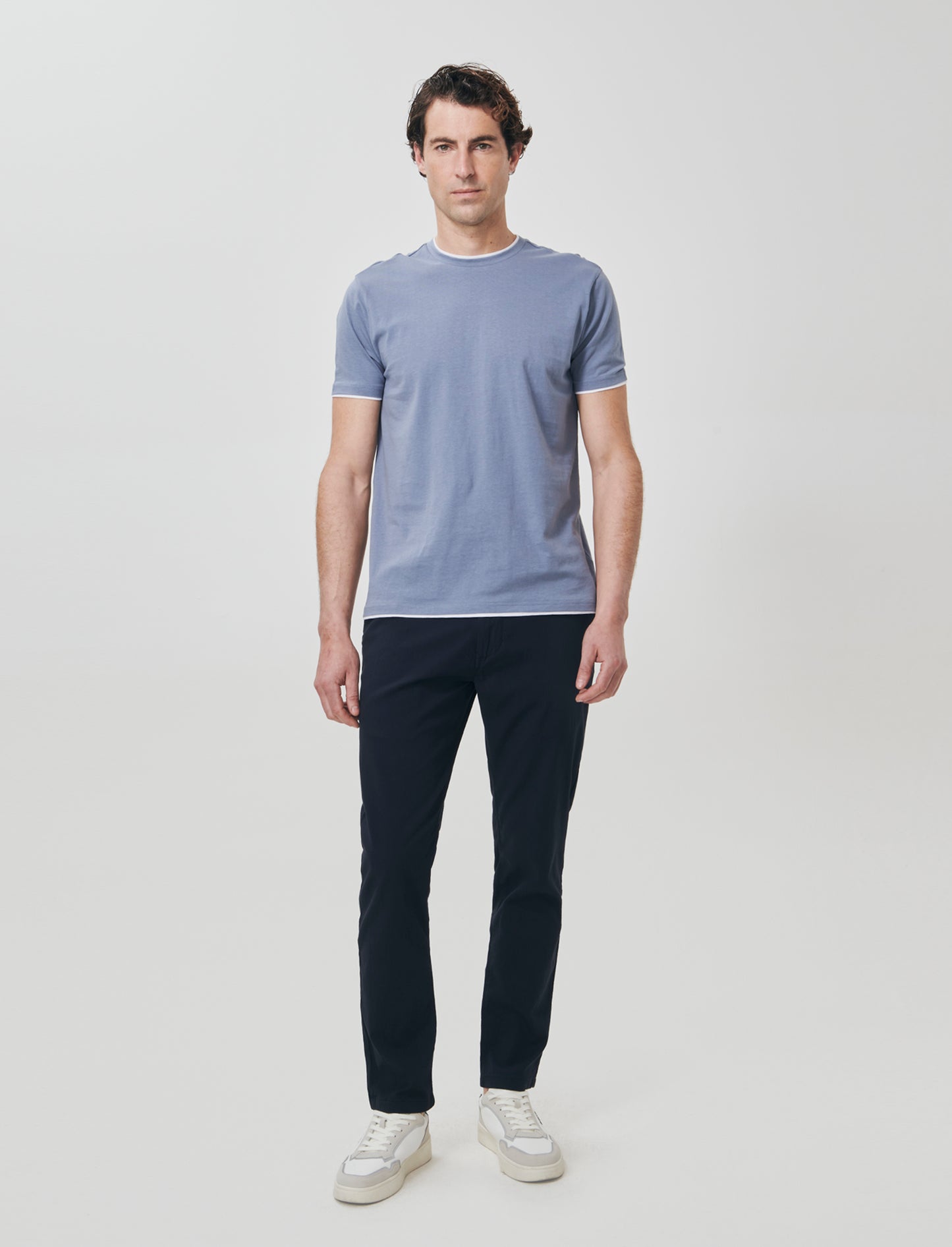 Slim Fit Ottoman Cotton Chino Pants - Blue