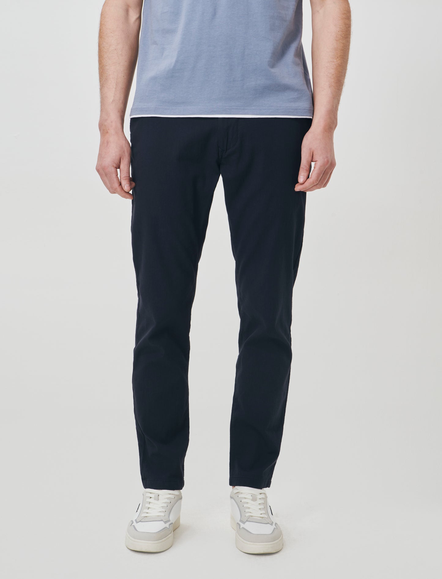 Slim Fit Ottoman Cotton Chino Pants - Blue