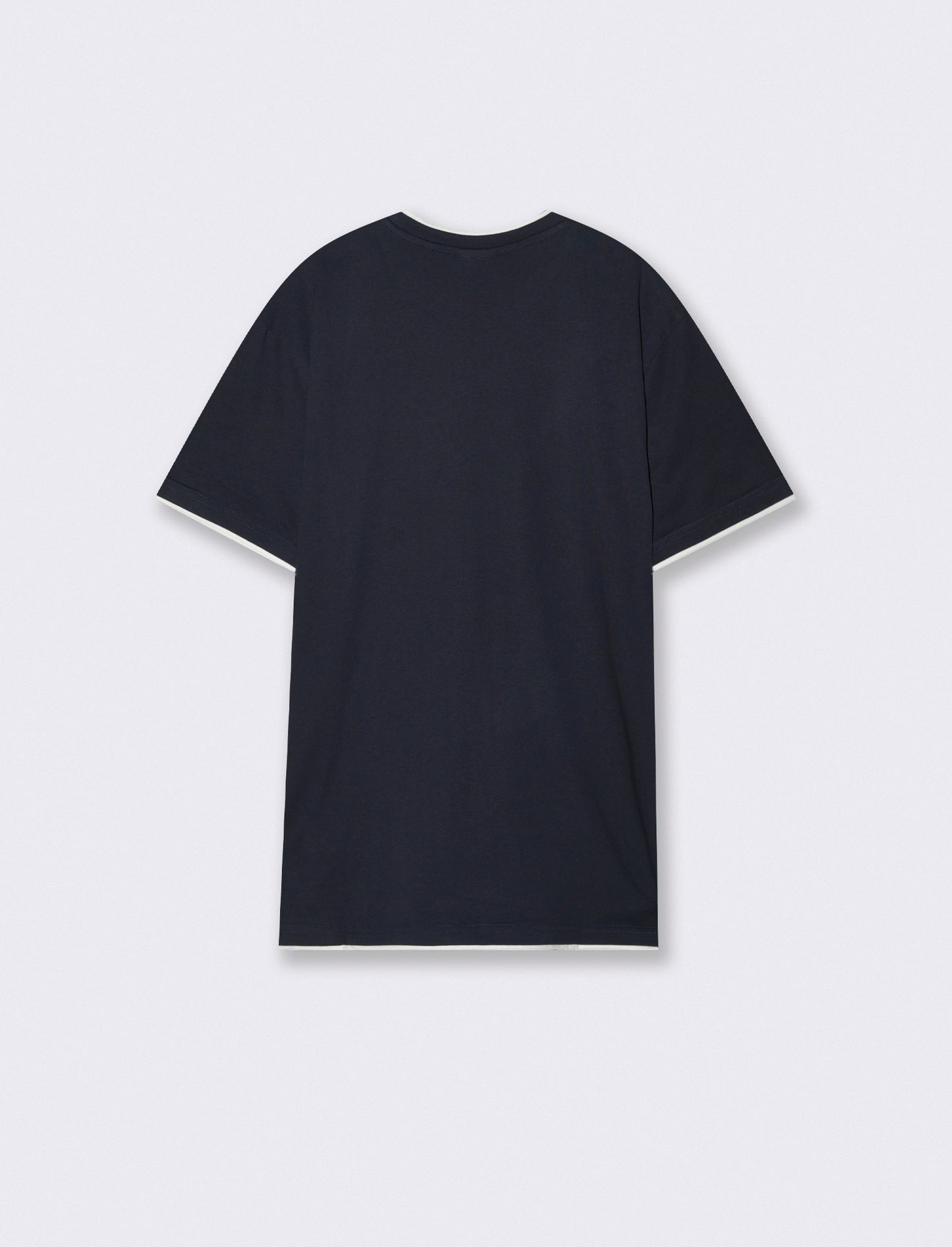 T-shirt cotone con orli a contrasto - Blu