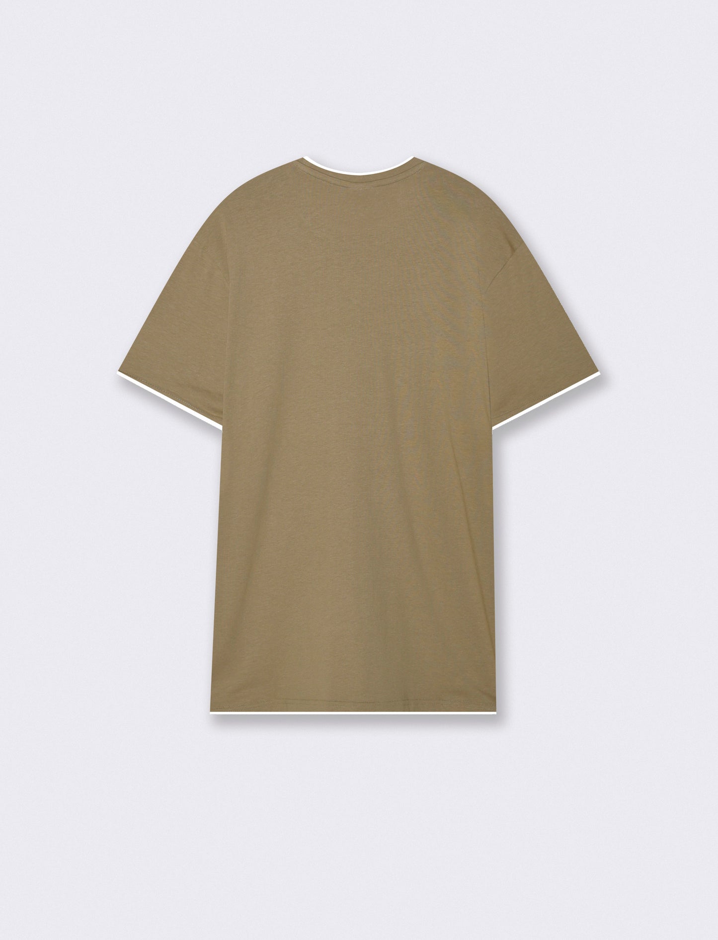 T-shirt cotone con orli a contrasto - Verde kaki