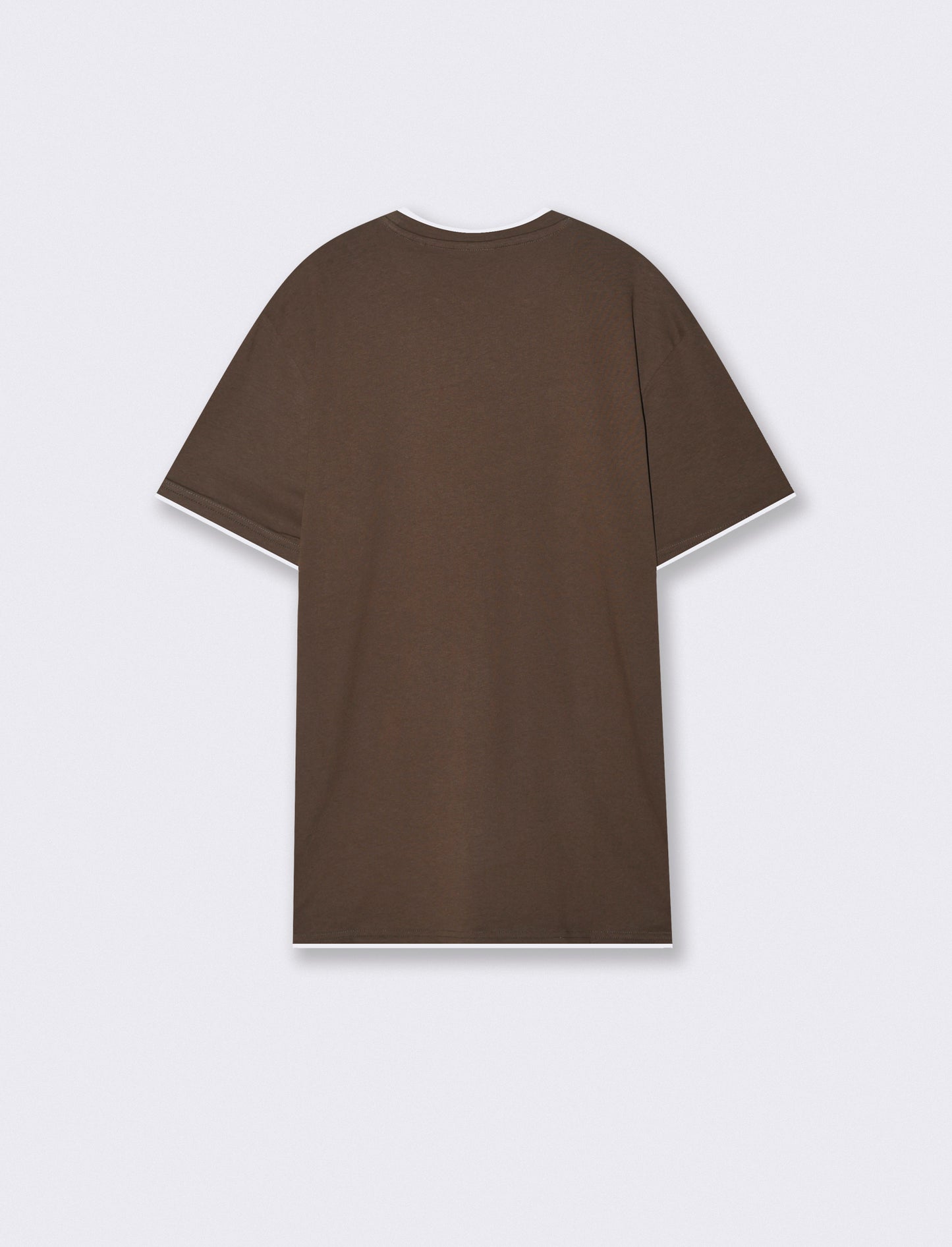 T-shirt cotone con orli a contrasto - Moro