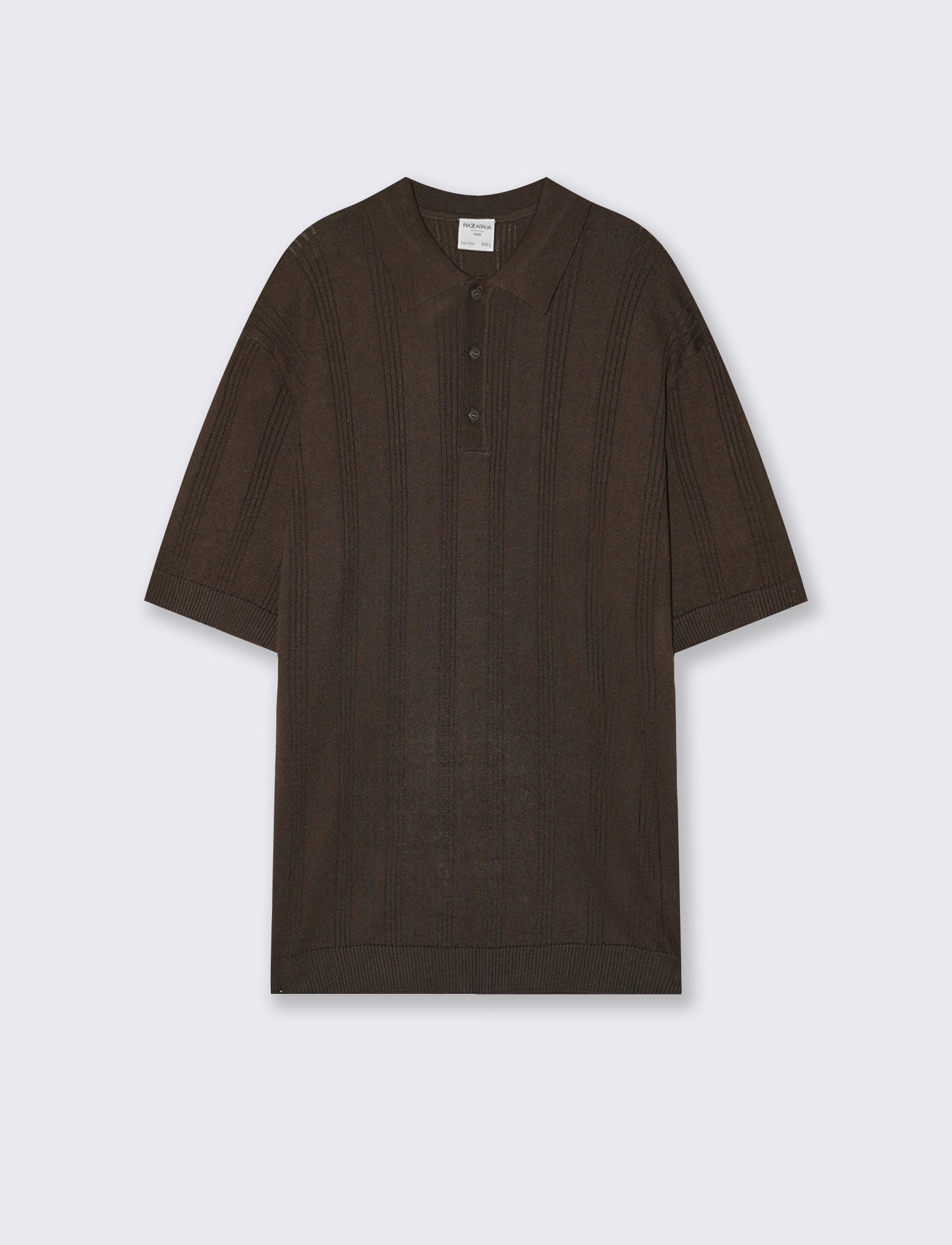 Polo in Maglia Jacquard a Maniche Corte - Moro
