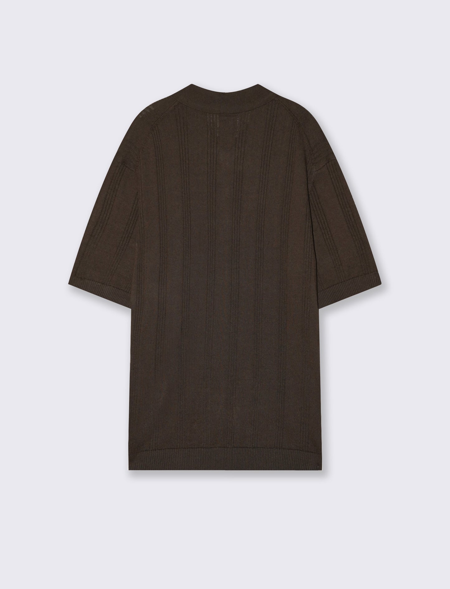 Polo in Maglia Jacquard a Maniche Corte - Moro